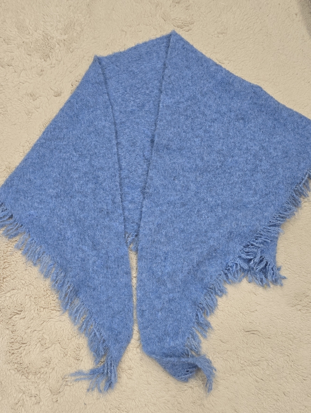 Blue Women's Fringe Knit Shawl Scarf